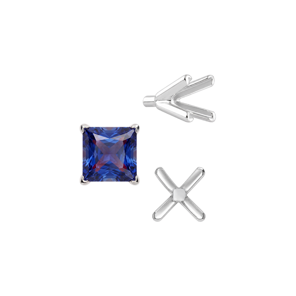 ITI NYC V-End Square Solitaire Settings With Peg in Sterling Silver (2.50 mm - 9.00 mm)