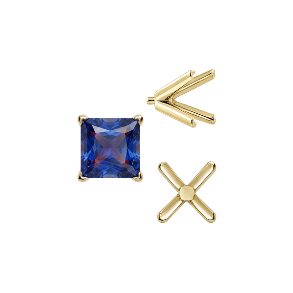 ITI NYC V-End Square Solitaire Settings With Peg in 14K Gold (2.50 mm - 9.00 mm)