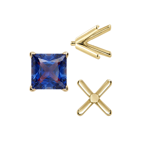 ITI NYC V-End Square Solitaire Settings With Peg in 14K Gold (2.50 mm - 9.00 mm)