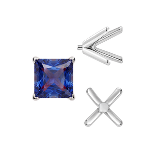 ITI NYC V-End Square Solitaire Settings With Peg in Sterling Silver (2.50 mm - 9.00 mm)