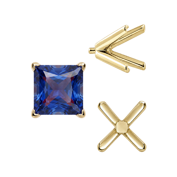 ITI NYC V-End Square Solitaire Settings With Peg in 14K Gold (2.50 mm - 9.00 mm)