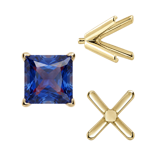 ITI NYC V-End Square Solitaire Settings With Peg in 14K Gold (2.50 mm - 9.00 mm)