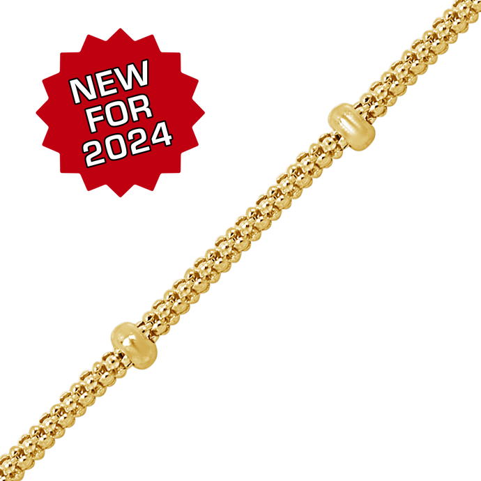 Bulk / Spooled Stud (Satellite) Birdcage Chain in 14K Yellow Gold (1.40 mm)