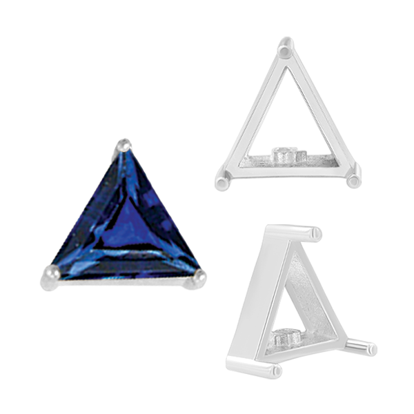 ITI NYC Three Prong Triangle Shape Single Wire Settings in Sterling Silver (3.00 mm - 10.00 mm)