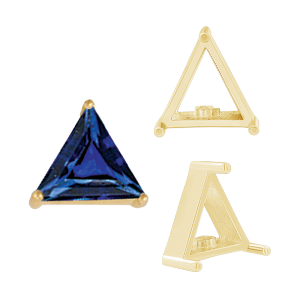 ITI NYC Three Prong Triangle Shape Single Wire Settings in 14K Gold (3.00 mm - 10.00 mm)