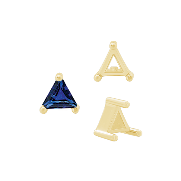 ITI NYC Three Prong Triangle Shape Single Wire Settings in 14K Gold (3.00 mm - 10.00 mm)