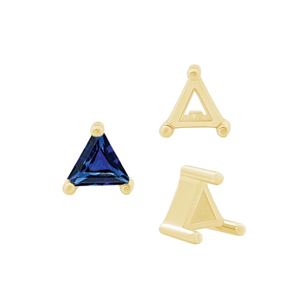 ITI NYC Three Prong Triangle Shape Single Wire Settings in 14K Gold (3.00 mm - 10.00 mm)