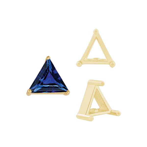 ITI NYC Three Prong Triangle Shape Single Wire Settings in 14K Gold (3.00 mm - 10.00 mm)