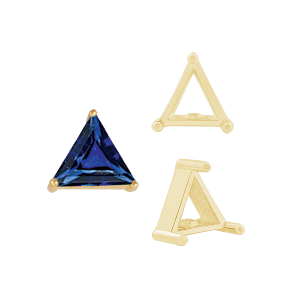 ITI NYC Three Prong Triangle Shape Single Wire Settings in 14K Gold (3.00 mm - 10.00 mm)