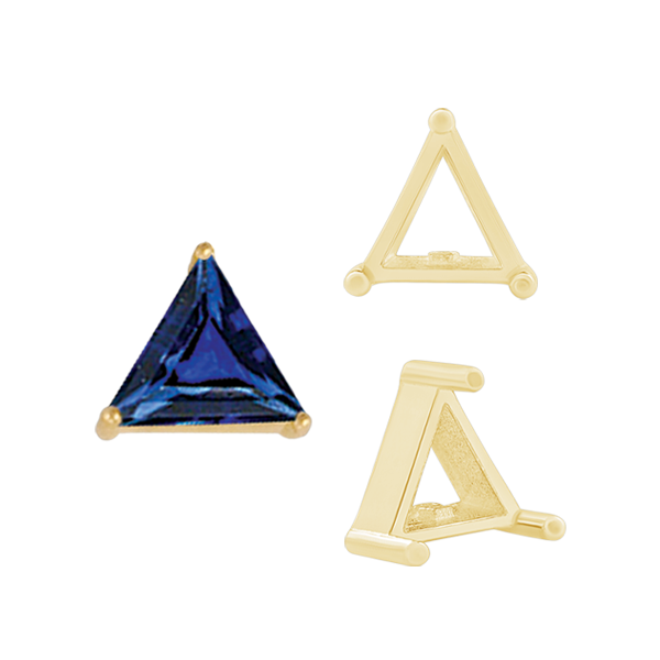 ITI NYC Three Prong Triangle Shape Single Wire Settings in 14K Gold (3.00 mm - 10.00 mm)