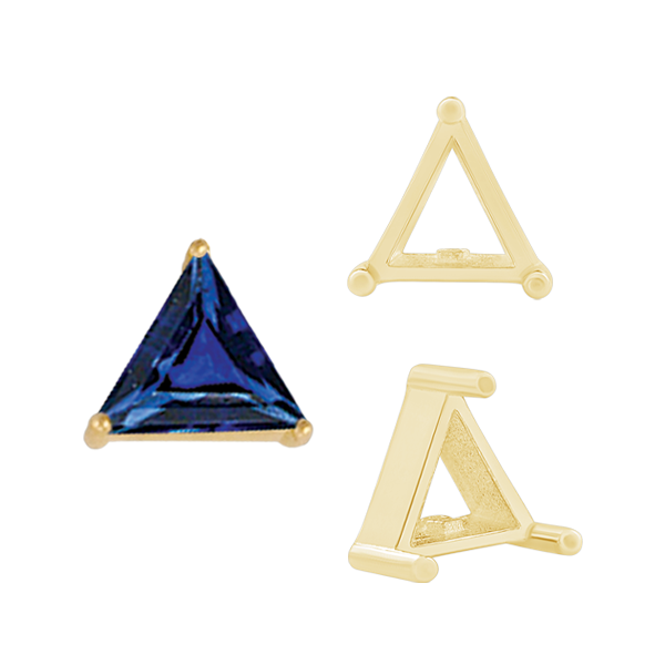 ITI NYC Three Prong Triangle Shape Single Wire Settings in 14K Gold (3.00 mm - 10.00 mm)