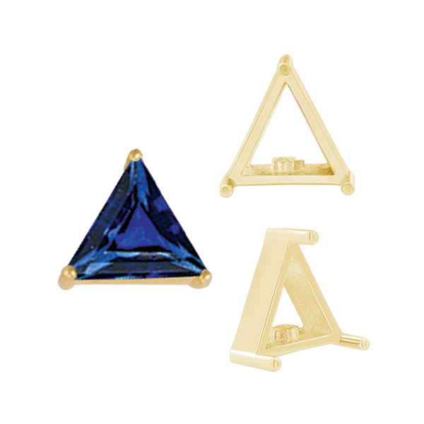 ITI NYC Three Prong Triangle Shape Single Wire Settings in 14K Gold (3.00 mm - 10.00 mm)