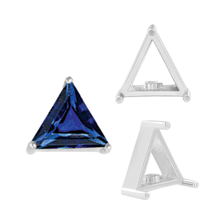 ITI NYC Three Prong Triangle Shape Single Wire Settings in Sterling Silver (3.00 mm - 10.00 mm)