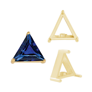 ITI NYC Three Prong Triangle Shape Single Wire Settings in 14K Gold (3.00 mm - 10.00 mm)