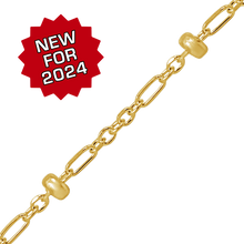 Load image into Gallery viewer, Bulk / Spooled Stud (Satellite) Alternating Cable Chain in 14K Yellow Gold (1.00 mm)
