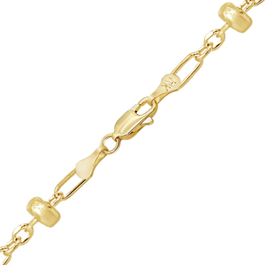 Finished Stud (Satellite) Alternating Cable Necklace in 14K Yellow Gold