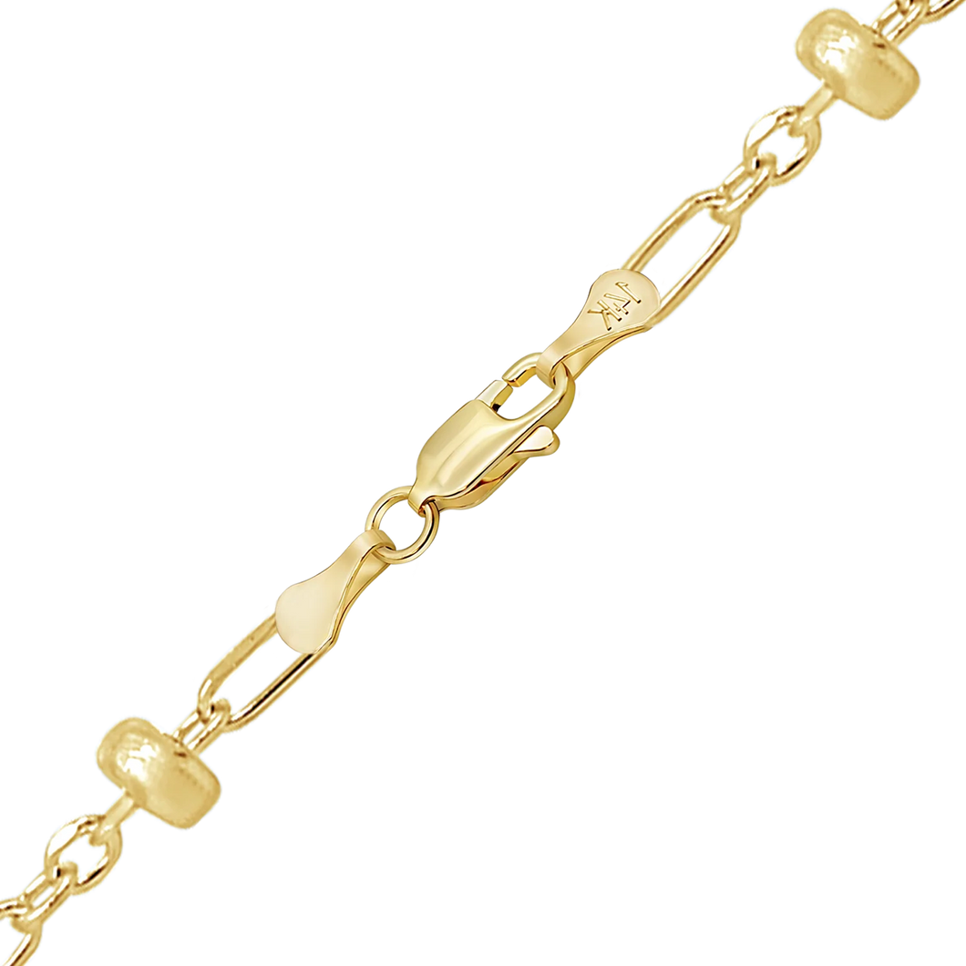 Finished Stud (Satellite) Alternating Cable Necklace in 14K Yellow Gold