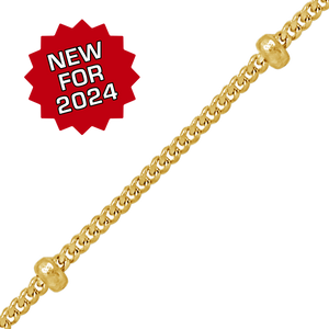 Bulk / Spooled Stud (Satellite) Curb Chain in 14K Yellow Gold (1.00 mm)