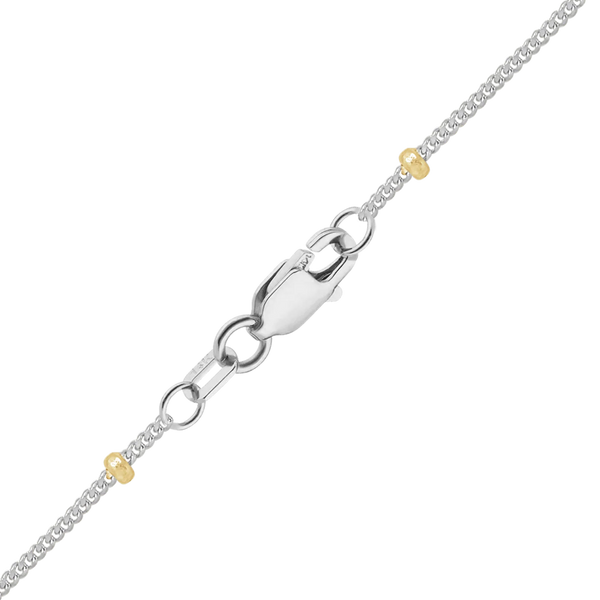 Finished Stud (Satellite) Curb Anklet in 14K Two Tone Gold