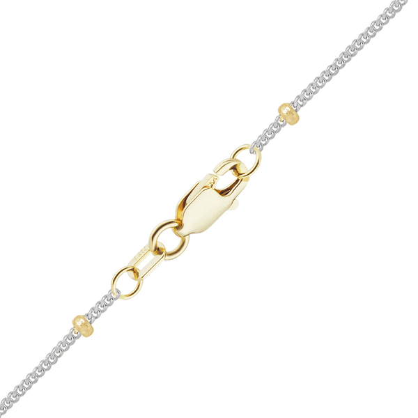 Finished Stud (Satellite) Curb Necklace in 14K Two Tone Gold