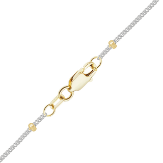 Finished Stud (Satellite) Curb Necklace in 14K Two Tone Gold