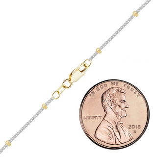 Finished Stud (Satellite) Curb Necklace in 14K Two Tone Gold