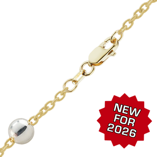 Finished Cable Stud (Satellite) Anklet in 14K Gold-Filled with Sterling Silver Beads