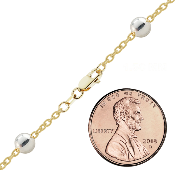 Finished Cable Stud (Satellite) Necklace in 14K Gold-Filled with Sterling Silver Beads