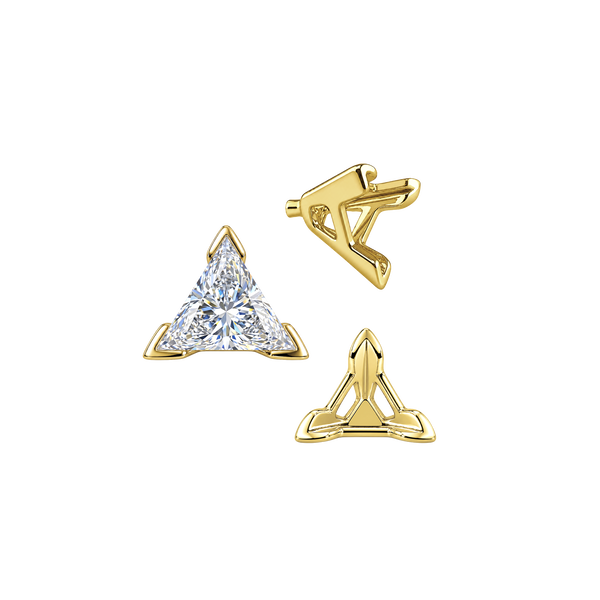 ITI NYC V-End Triangle Shape Tapered Solitaire Settings With Peg in 14K Gold (3.00 mm - 9.00 mm)