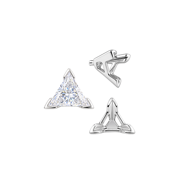ITI NYC V-End Triangle Shape Tapered Solitaire Settings With Peg in Sterling Silver (3.00 mm - 9.00 mm)