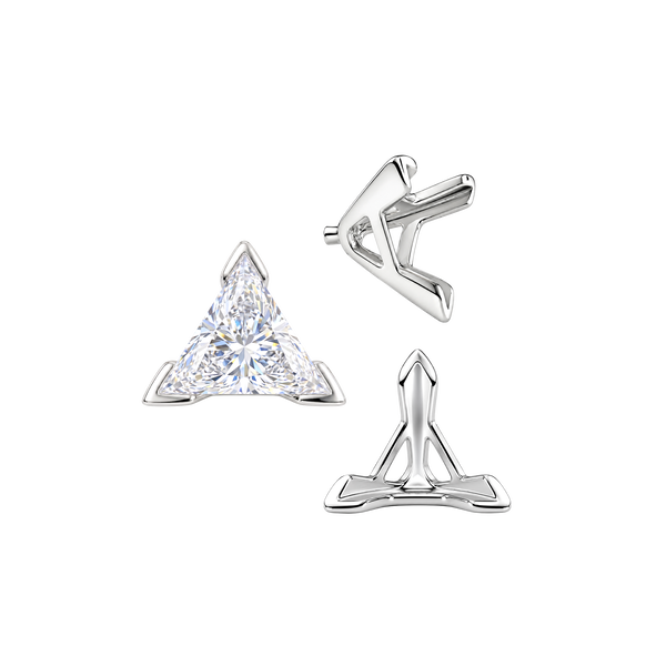ITI NYC V-End Triangle Shape Tapered Solitaire Settings With Peg in Sterling Silver (3.00 mm - 9.00 mm)