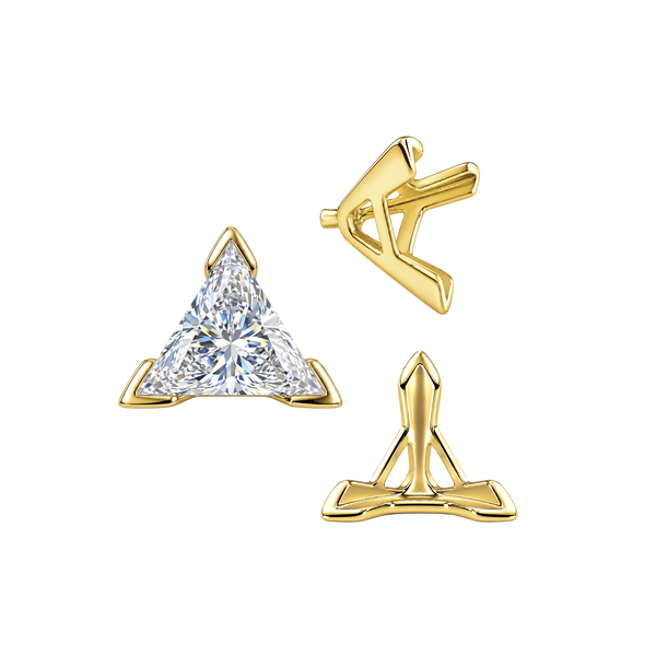 ITI NYC V-End Triangle Shape Tapered Solitaire Settings With Peg in 14K Gold (3.00 mm - 9.00 mm)