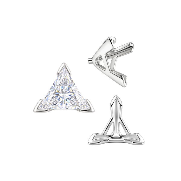 ITI NYC V-End Triangle Shape Tapered Solitaire Settings With Peg in Sterling Silver (3.00 mm - 9.00 mm)