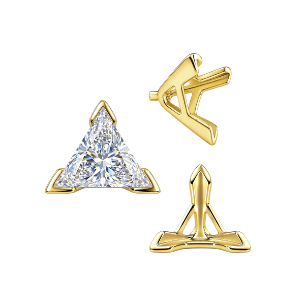 ITI NYC V-End Triangle Shape Tapered Solitaire Settings With Peg in 14K Gold (3.00 mm - 9.00 mm)