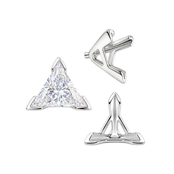 ITI NYC V-End Triangle Shape Tapered Solitaire Settings With Peg in Sterling Silver (3.00 mm - 9.00 mm)
