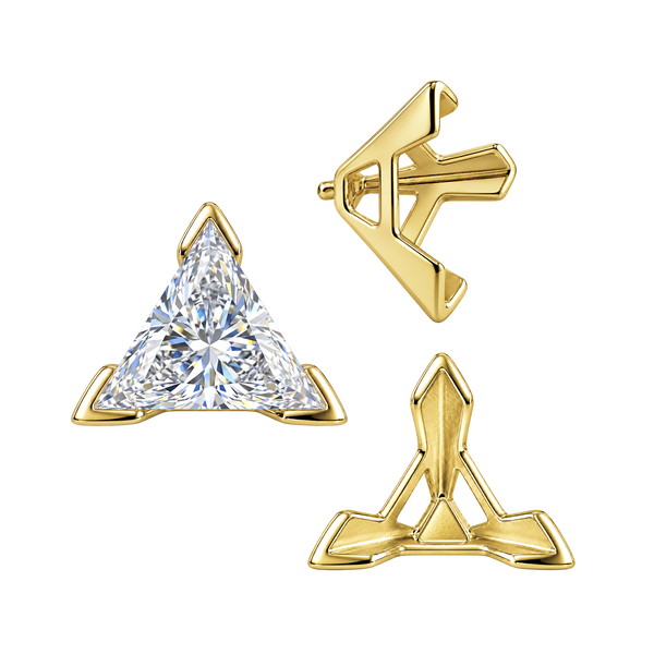ITI NYC V-End Triangle Shape Tapered Solitaire Settings With Peg in 14K Gold (3.00 mm - 9.00 mm)
