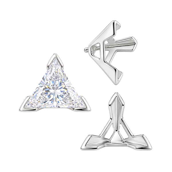 ITI NYC V-End Triangle Shape Tapered Solitaire Settings With Peg in Sterling Silver (3.00 mm - 9.00 mm)