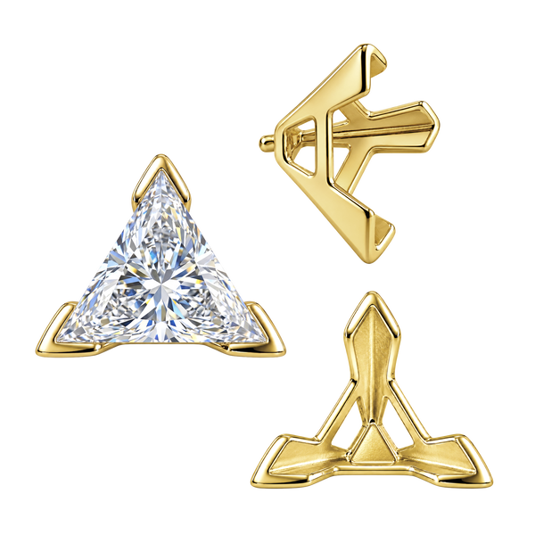 ITI NYC V-End Triangle Shape Tapered Solitaire Settings With Peg in 14K Gold (3.00 mm - 9.00 mm)