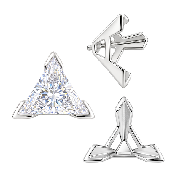 ITI NYC V-End Triangle Shape Tapered Solitaire Settings With Peg in Sterling Silver (3.00 mm - 9.00 mm)