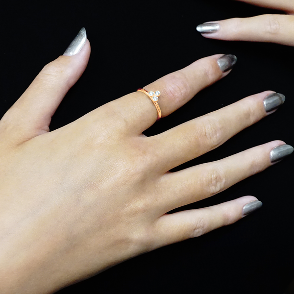 Stackable Ring with Three Stone Cluster in Sterling Silver