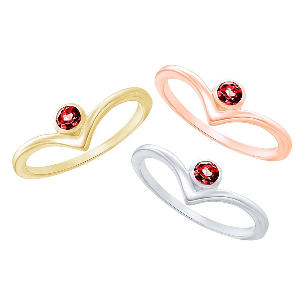 Stackable Ring with Ruby Stones in Sterling Silver