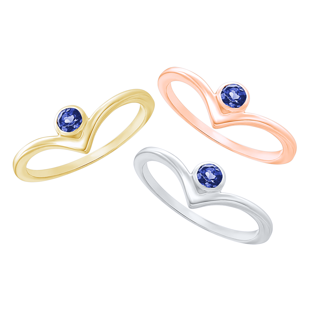 Stackable Ring with Sapphire Stones in Sterling Silver