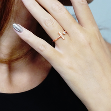 Load image into Gallery viewer, Stackable Ring with Stones in Bar and Circle in Sterling Silver
