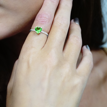 Load image into Gallery viewer, Stackable Evil Eye Ring with Stone in Sterling Silver
