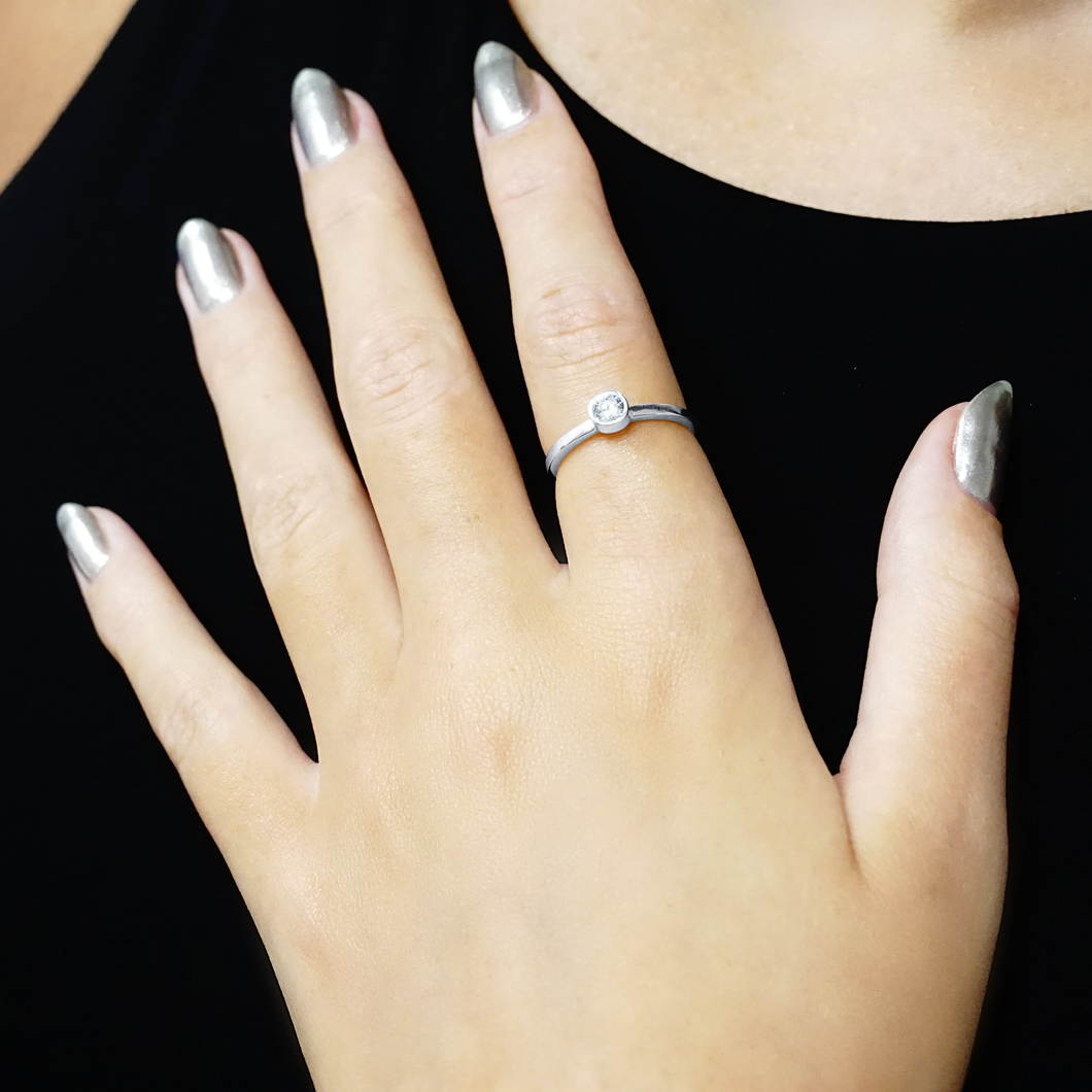 Stackable Ring with Stones in Sterling Silver