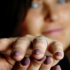 Tricurve Stone Stackable Ring in Sterling Silver