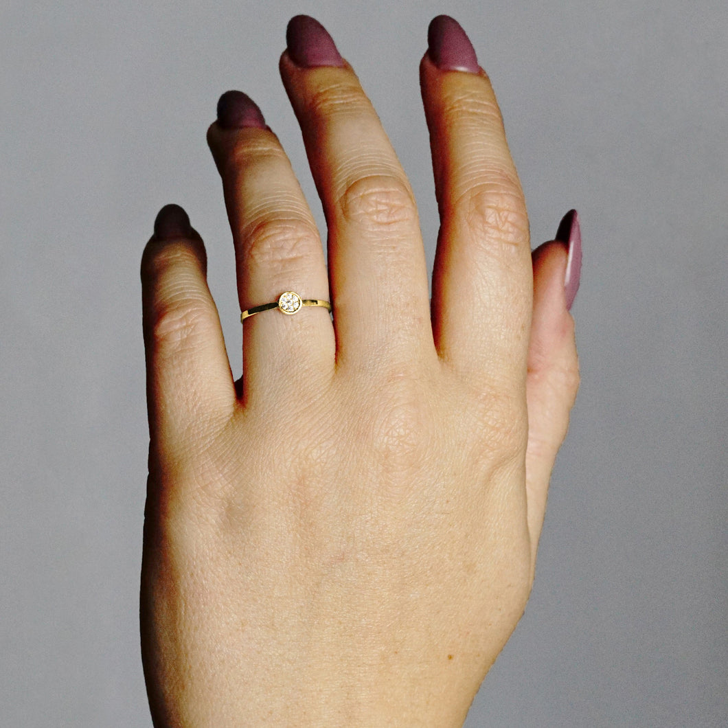 Stackable Ring with Stones in Disc Design in 14K Gold