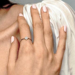 Stackable Ring with Stones in Square Design in Sterling Silver