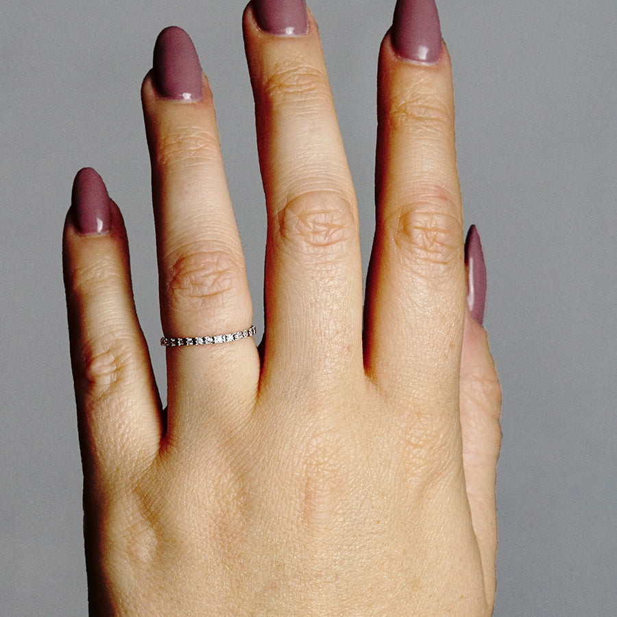 Stone Band Stackable Ring in Sterling Silver