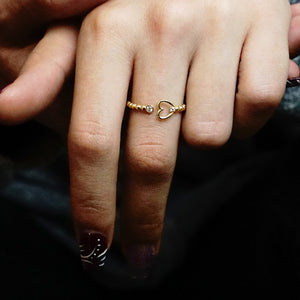 Open Heart Extendable Ring in Sterling Silver